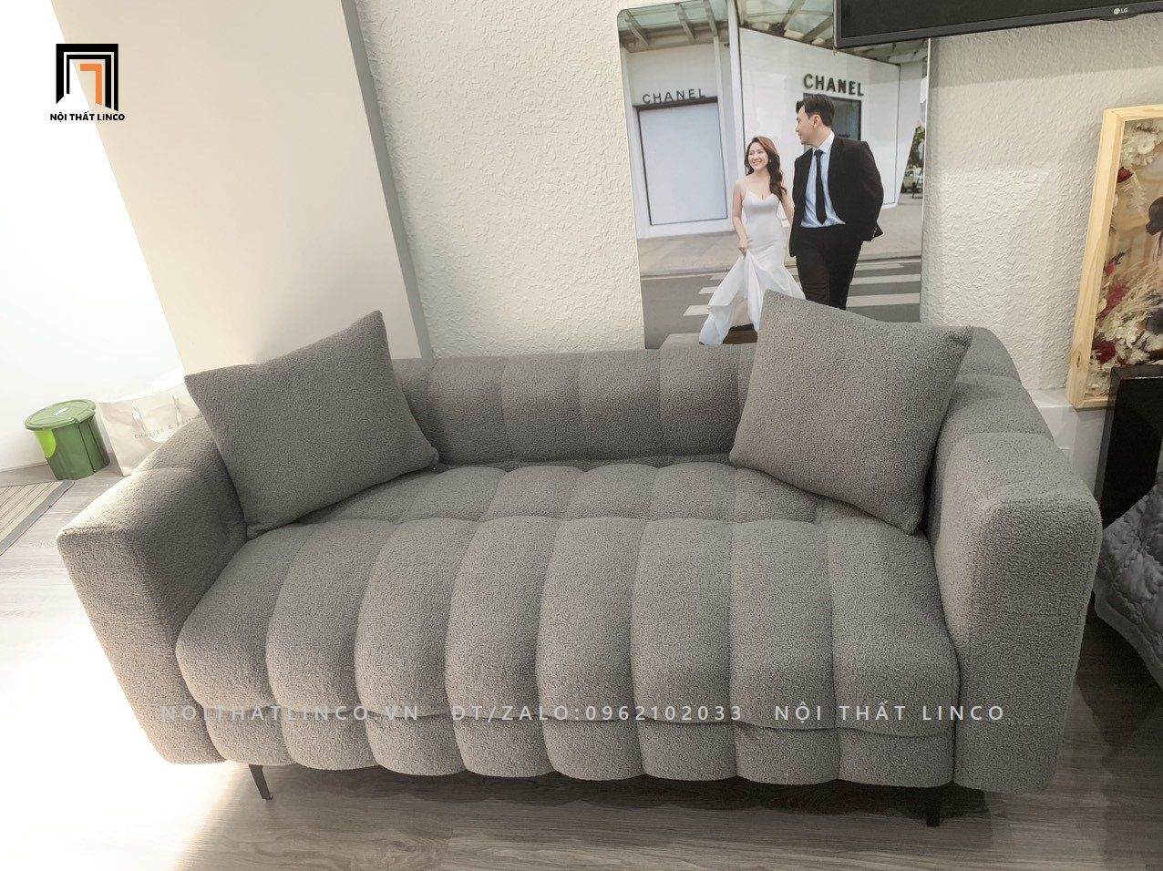 Ghế sofa băng xinh xắn BT103 Toum dài 2m vải lông cừu
