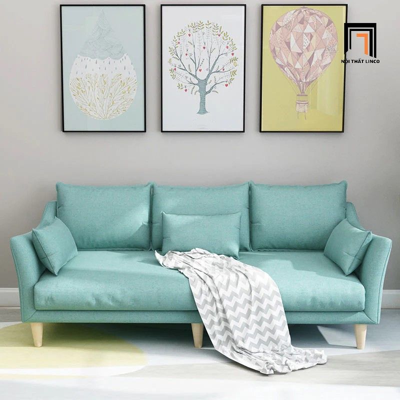 Bộ ghế sofa phòng khách vải nỉ KT110 Consenja xanh ngọc