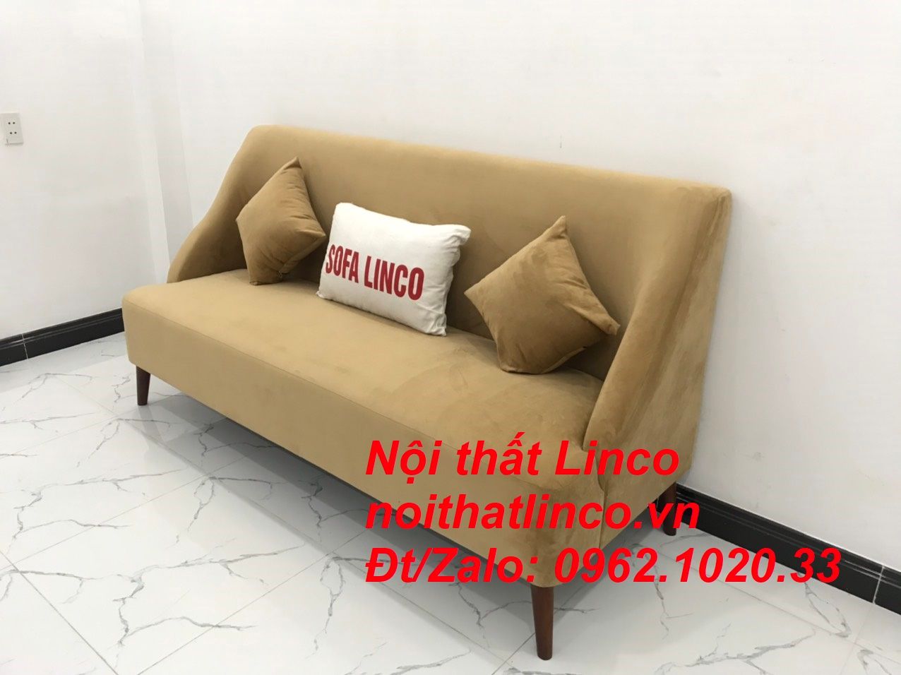 Bộ bàn ghế Sofa salong băng văng dài nâu sữa giá rẻ Nội thất Linco SG