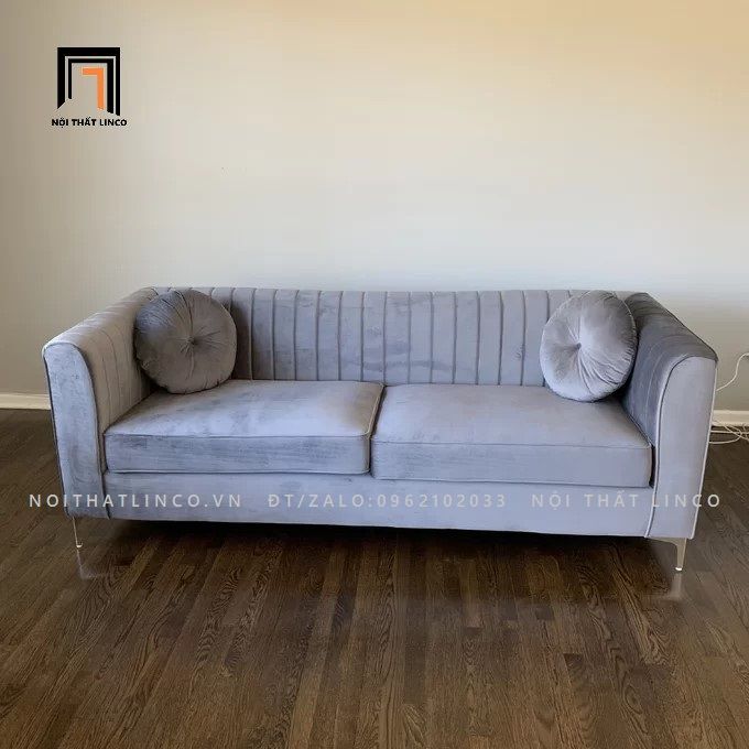 Ghế sofa băng hiện đại BT68 Herbert vải nhung chân inox
