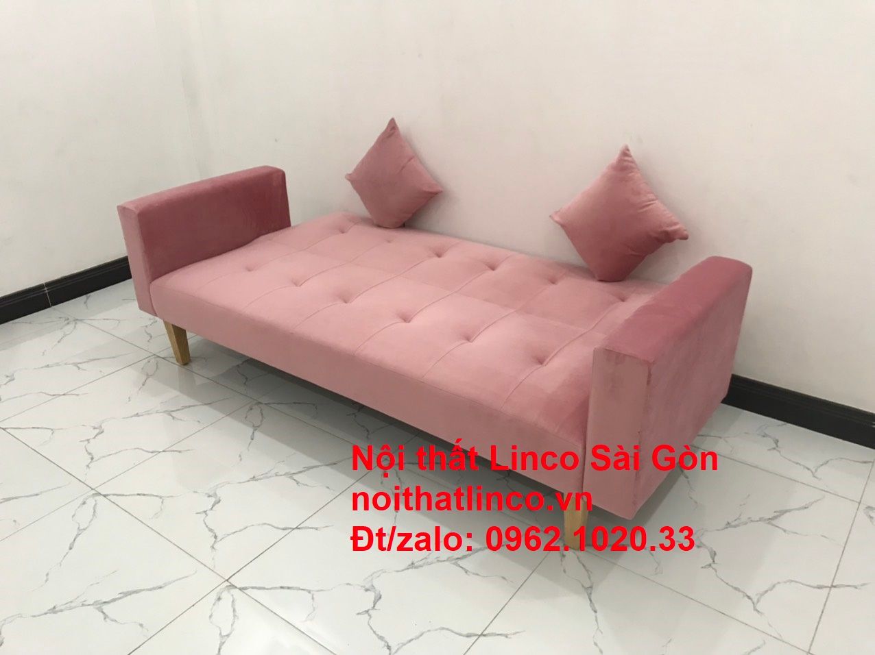 Bộ ghế sofa giường giá rẻ | Salong sopha màu hồng phấn đẹp phòng khách | Nội Thất Linco Sài Gòn