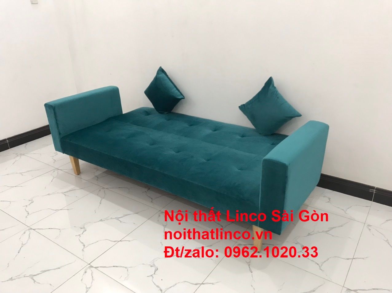 Bộ ghế salon sopha giường rẻ | Sofa màu xanh lá cây đậm phòng khách | Nội Thất Linco Sài Gòn