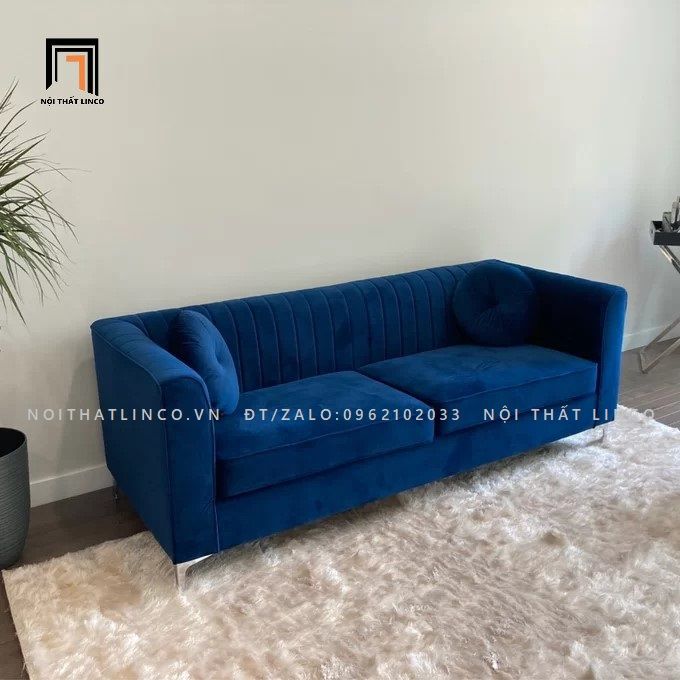 Ghế sofa băng hiện đại BT68 Herbert vải nhung chân inox