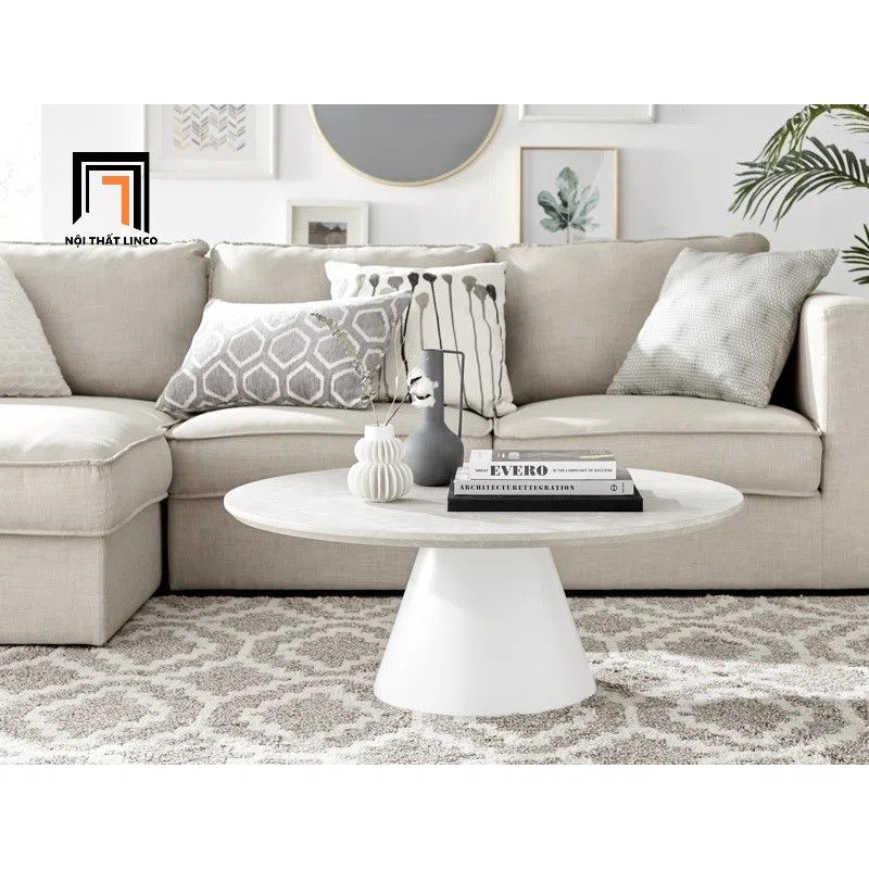 Bàn sofa mặt đá sang trọng 60 BSF53 Aripine khung chân xòe