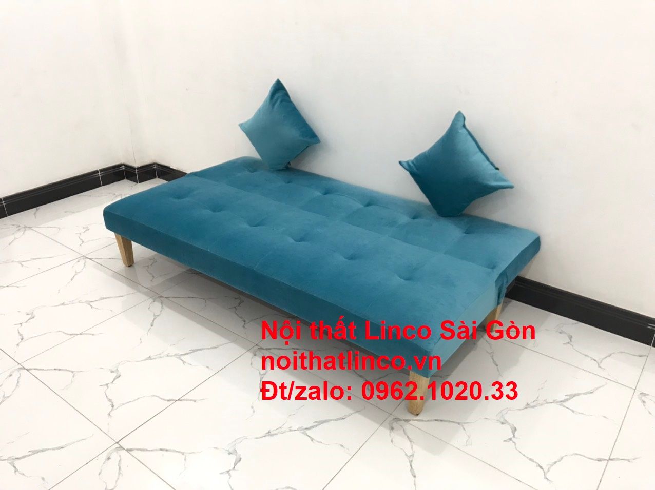 Bộ ghế sopha salon màu xanh nước biển đẹp | Sofa giá rẻ phòng khách | Nội thất Linco Sài Gòn