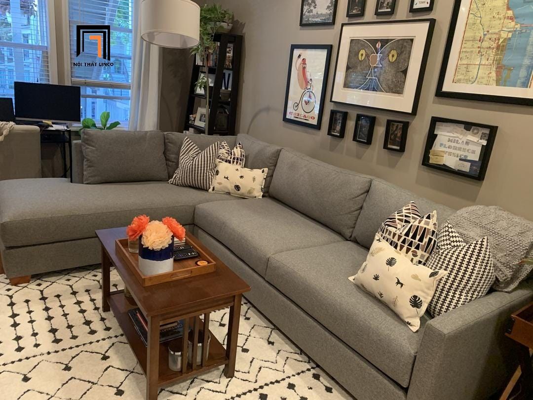Ghế sofa góc L GT10 Tuxedo màu xám ghi giá rẻ