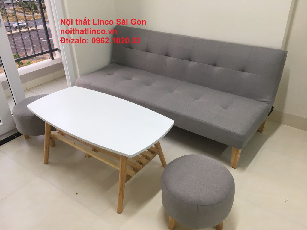 Bộ ghế sopha bed giường nằm giá rẻ | salon nhà ở chung cư hiện đại màu xám ghi trắng | Nội thất Linco HCM
