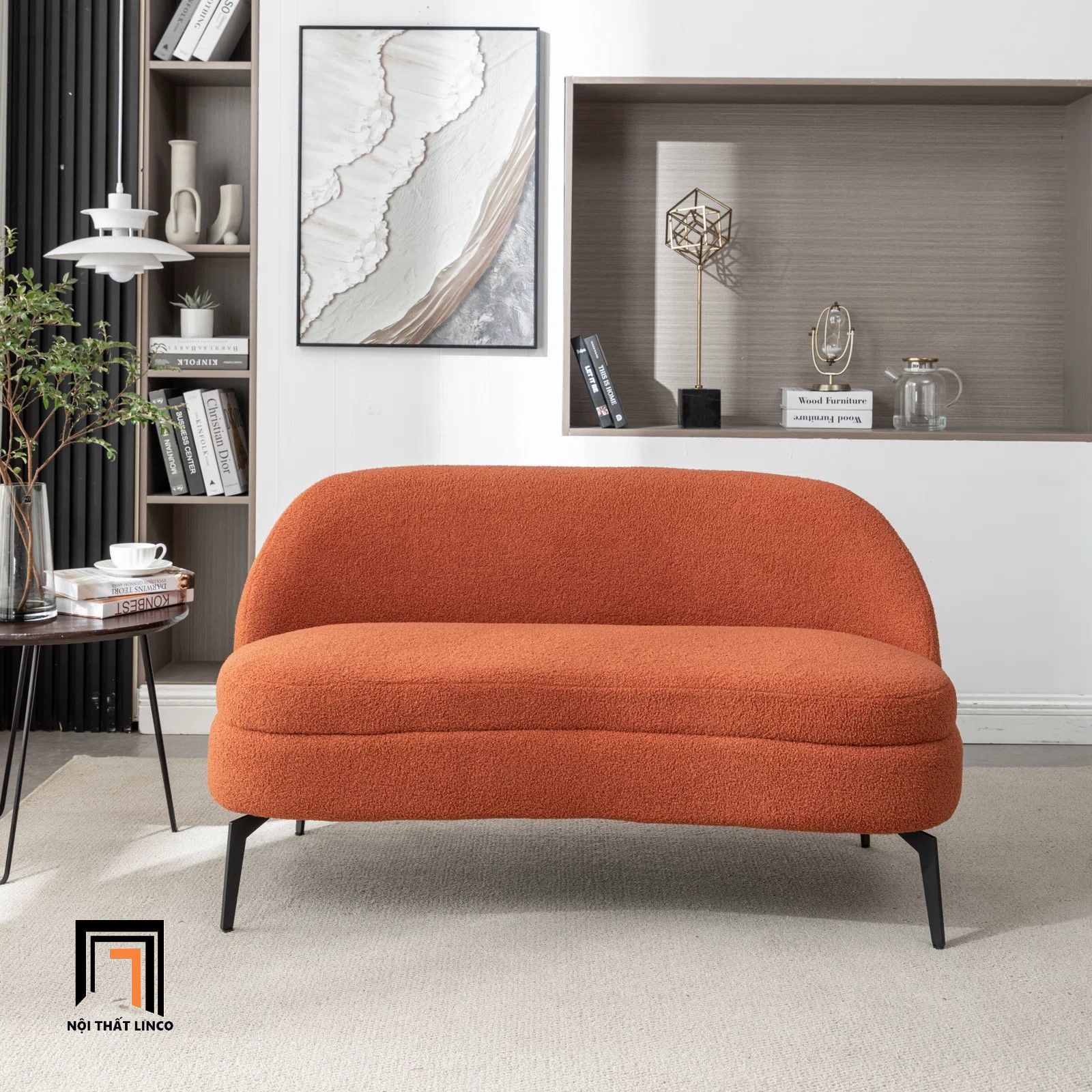 Bộ ghế sofa phòng khách nhỏ gọn KT129 Cayde vải lông cừu