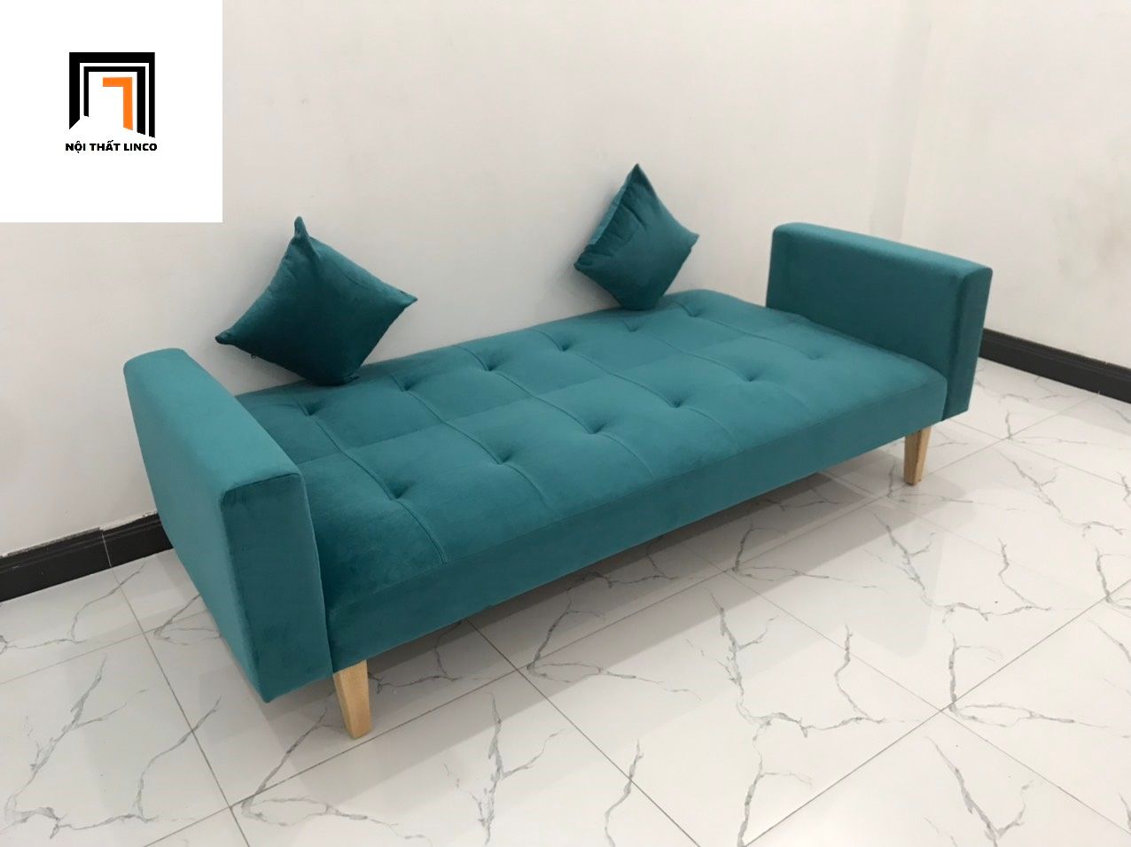 Bộ ghế salon sopha giường 2m màu xanh lá cây giá rẻ