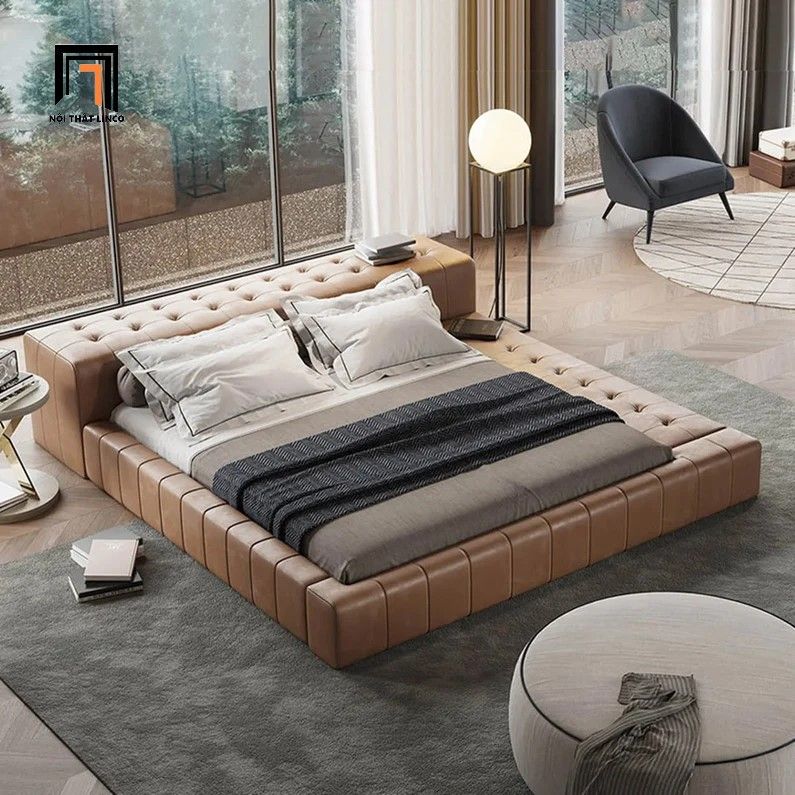 Giường ngủ bọc da giả GN59 Adeline cho phòng diện tích lớn