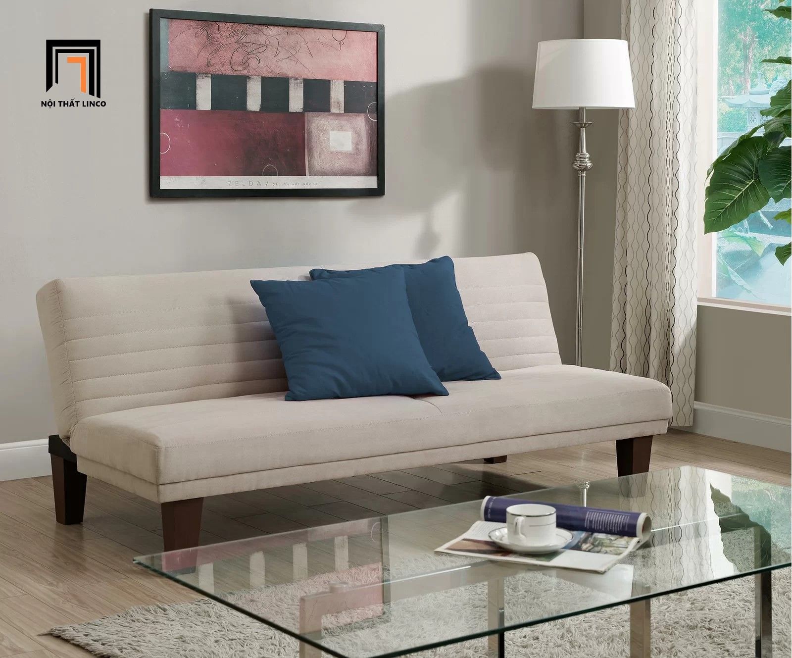 Ghế sofa giường nằm giá rẻ GB88 Torino dài 1m7 vải nhung