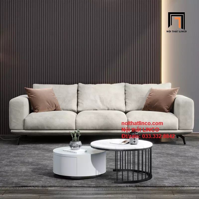 Bộ ghế sofa băng phòng khách sang trọng BT26 Shapy xám trắng