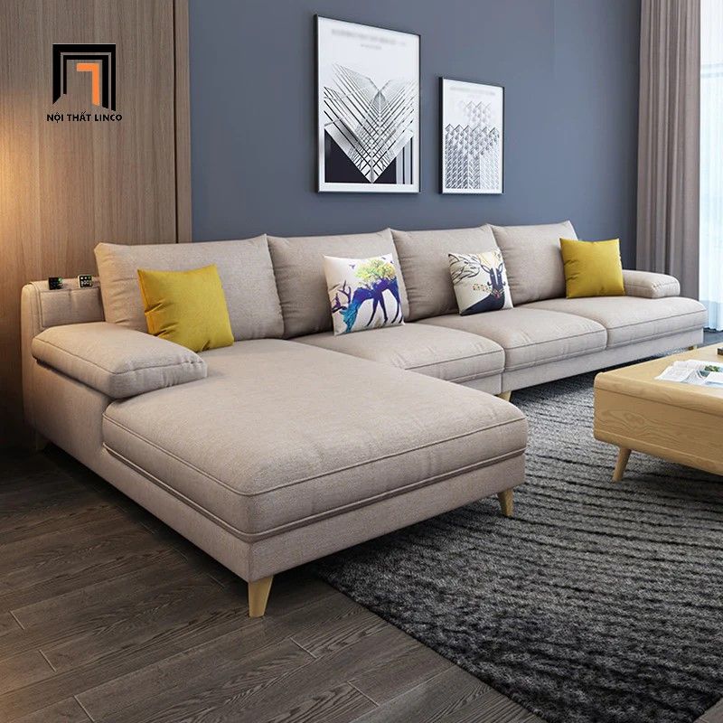 Bộ ghế sofa góc L vải nỉ GT172 Moark 2m6 x 1m8 giá rẻ