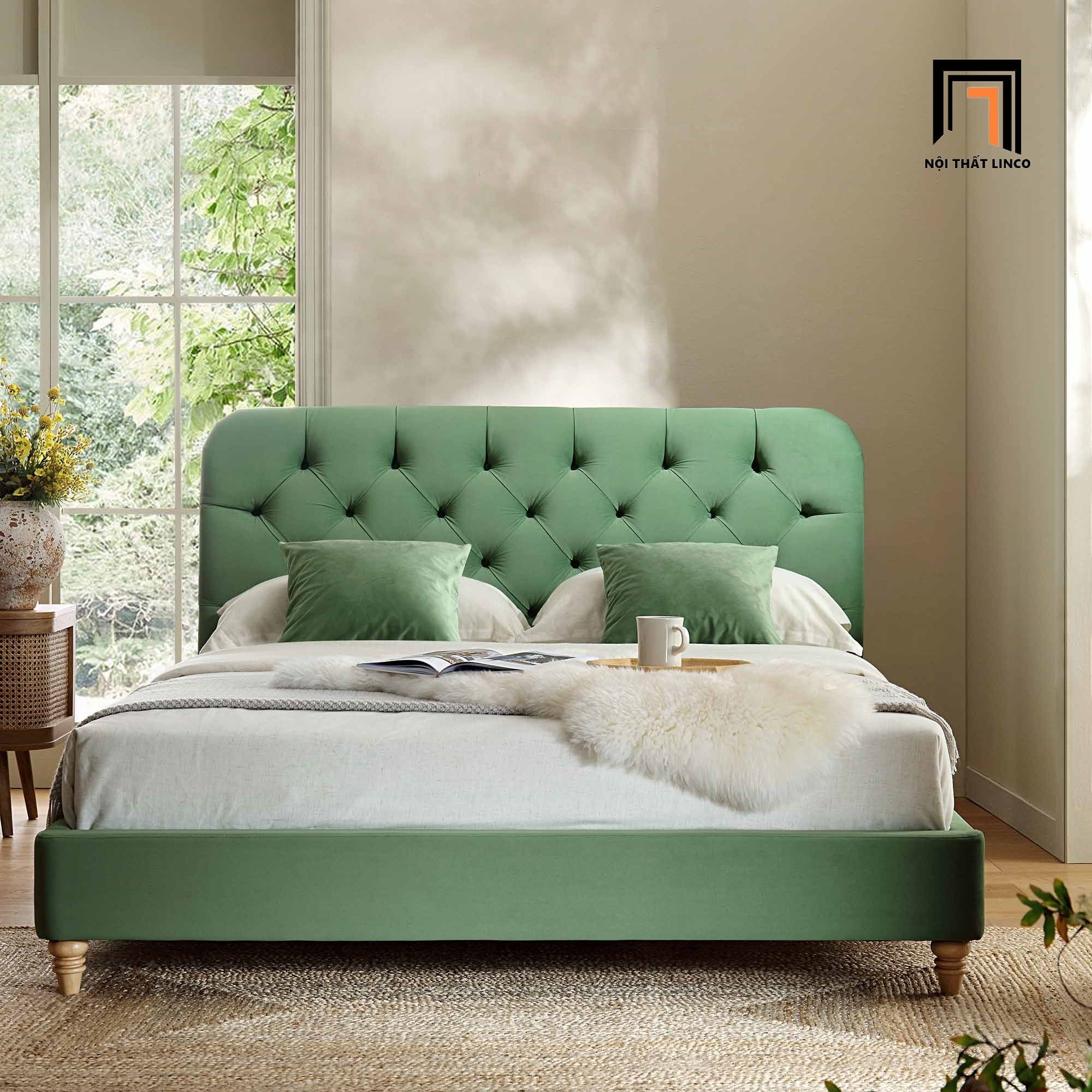 Giường ngủ nhỏ xinh cho gia đình GN66 Helia màu xanh lá
