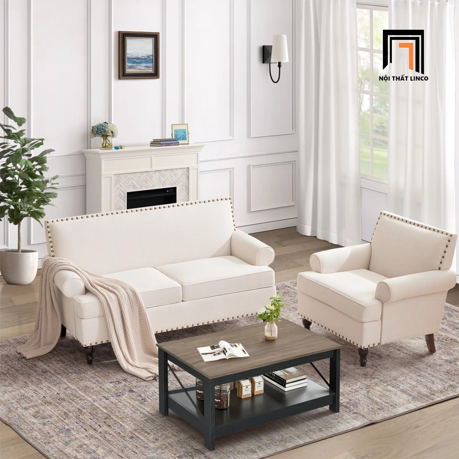 Bộ ghế sofa sang trọng KT124 Berkey kiểu dáng Âu Mỹ