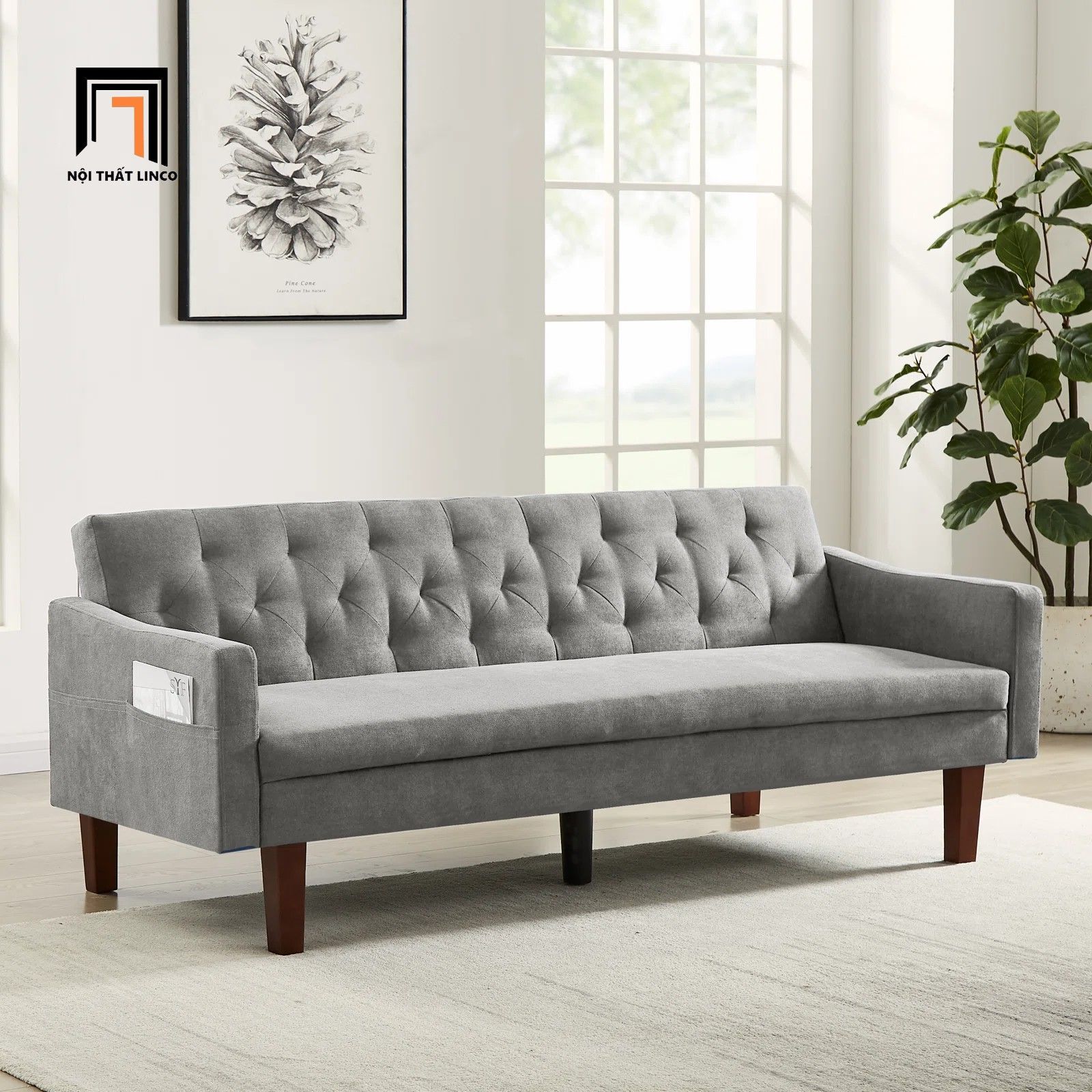 Ghế sofa băng giường nằm GB30 Malack vải nỉ dài 2m