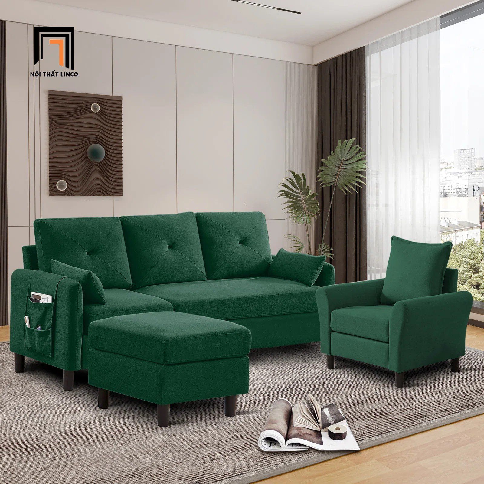 Bộ ghế sofa gia đình vải nỉ KT126 Penelopa giá rẻ xinh xắn