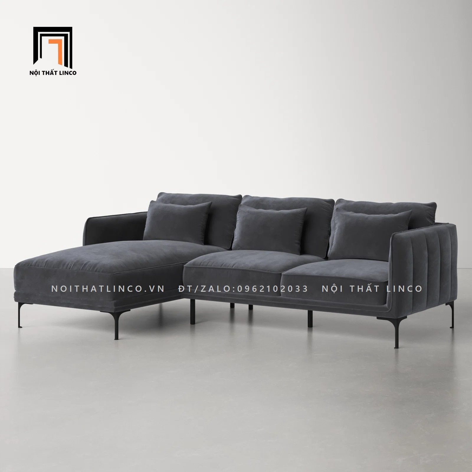 Ghế sofa góc L GT73 Orchad 2m2 x 1m6 vải nhung nỉ