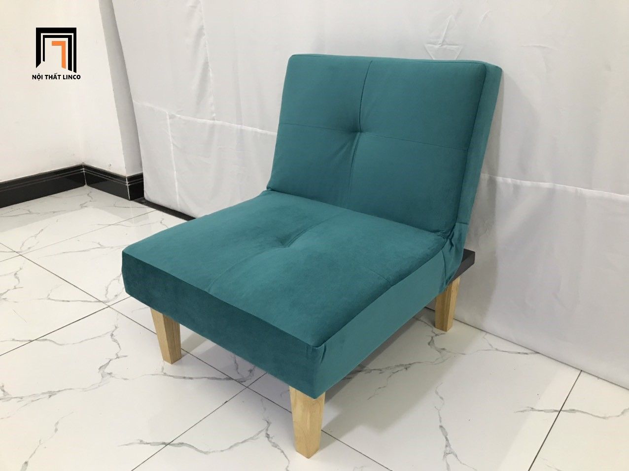 Ghế đơn sofa mini NS01 xanh lá cây vải nhung nỉ