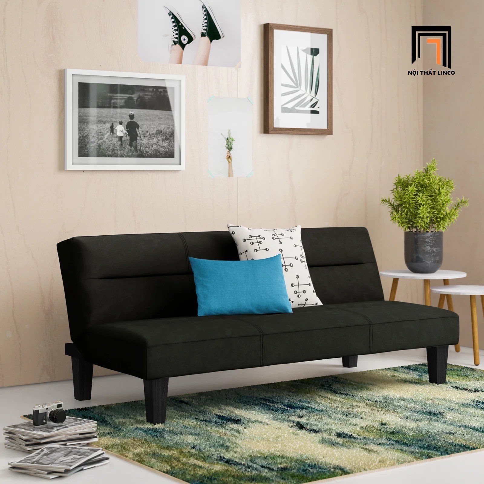 Ghế sofa bed bật giường hiện đại GB86 Fayette dài 1m7 xám đậm
