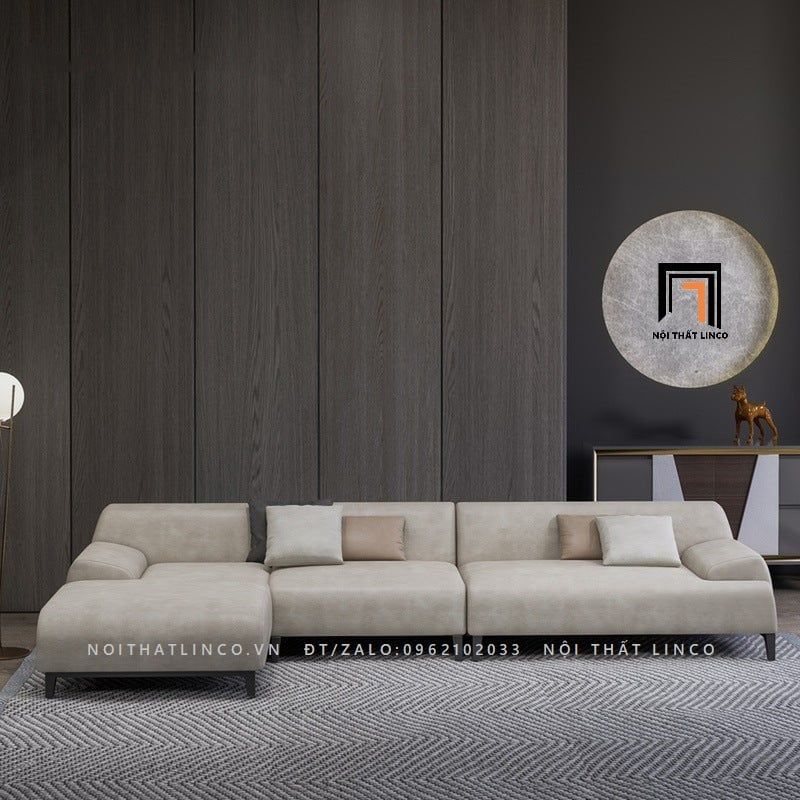 Bộ ghế sofa góc L da giả GT48 Rovigo 2m7 x 1m7 màu xám ghi
