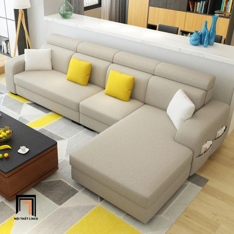 Bộ ghế sofa góc L phòng khách GT124 Desol 3m2 x 1m8 xanh dương