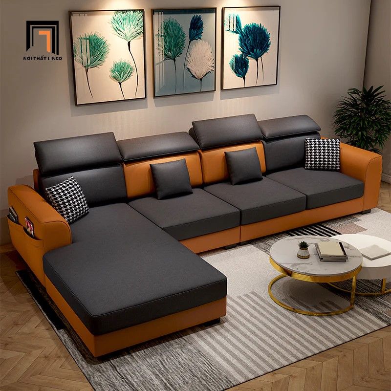 Bộ ghế sofa góc chữ L sang trọng GT140 Murdo 2m8 x 1m6 da giả