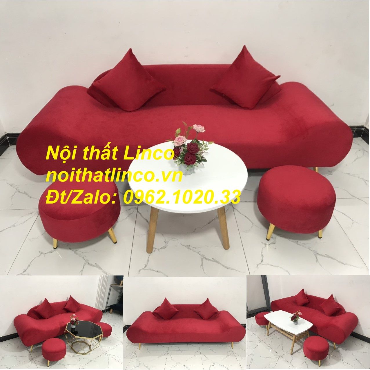 Bộ ghế sofa salon văng băng thuyền đỏ đô đẹp rẻ Nội thất Linco Sài Gòn