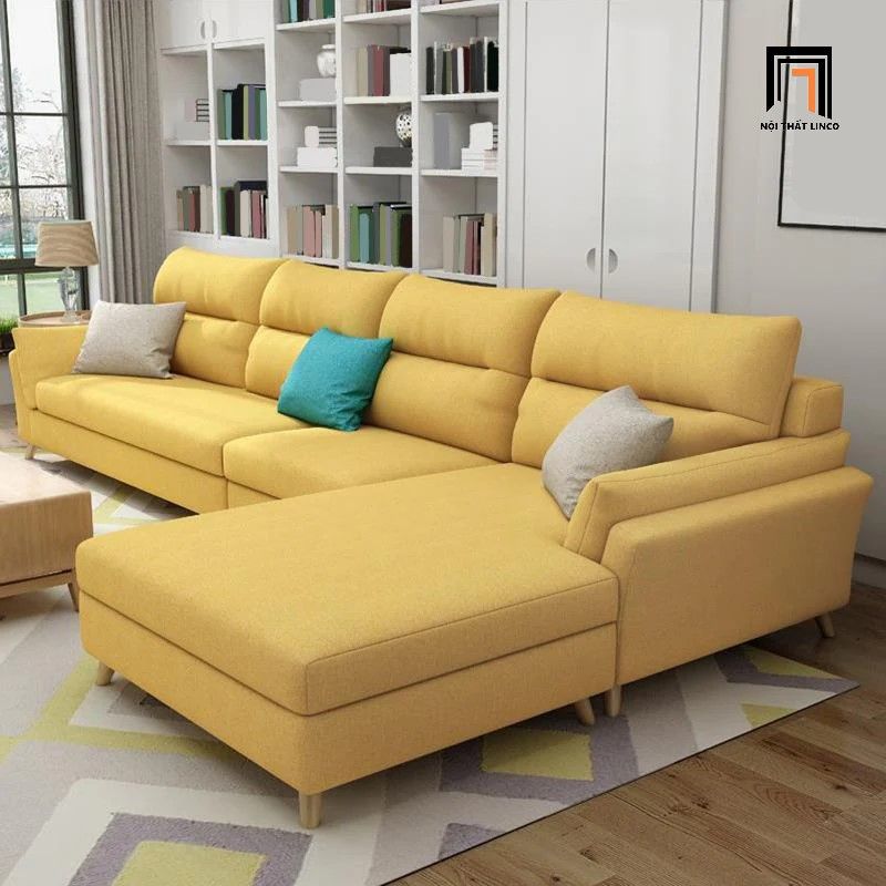 Bộ ghế sofa góc L vải nỉ 3m x 1m6 GT162 Texon xám đậm