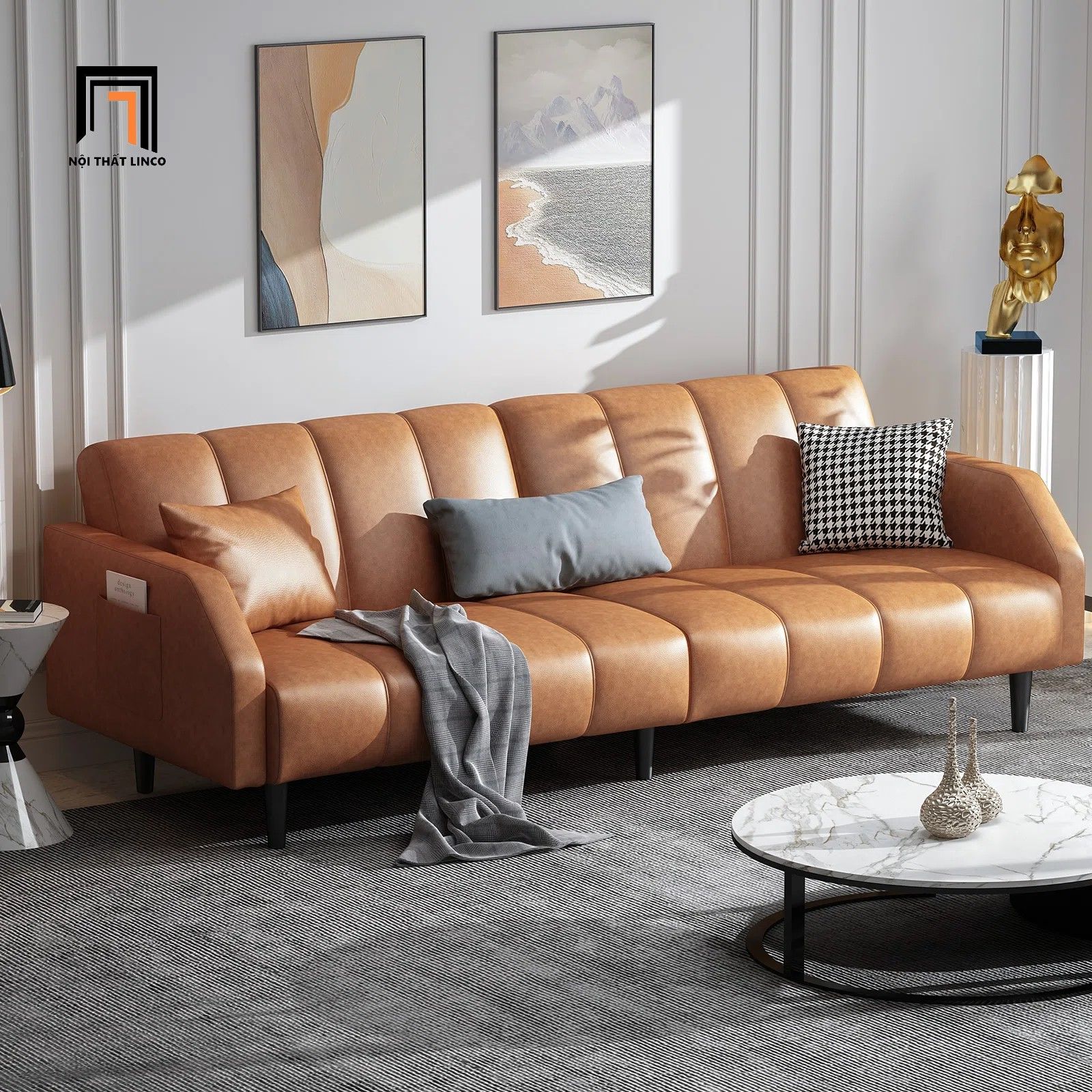 Ghế sofa giường sang trọng GB98 Fabry 2m da cho văn phòng