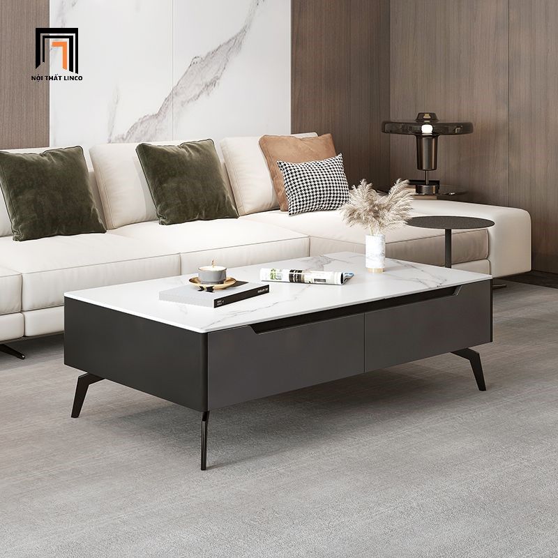 Bàn sofa hình chữ nhật 1m x 50 BSF36 Camel mặt đá có hộc kéo