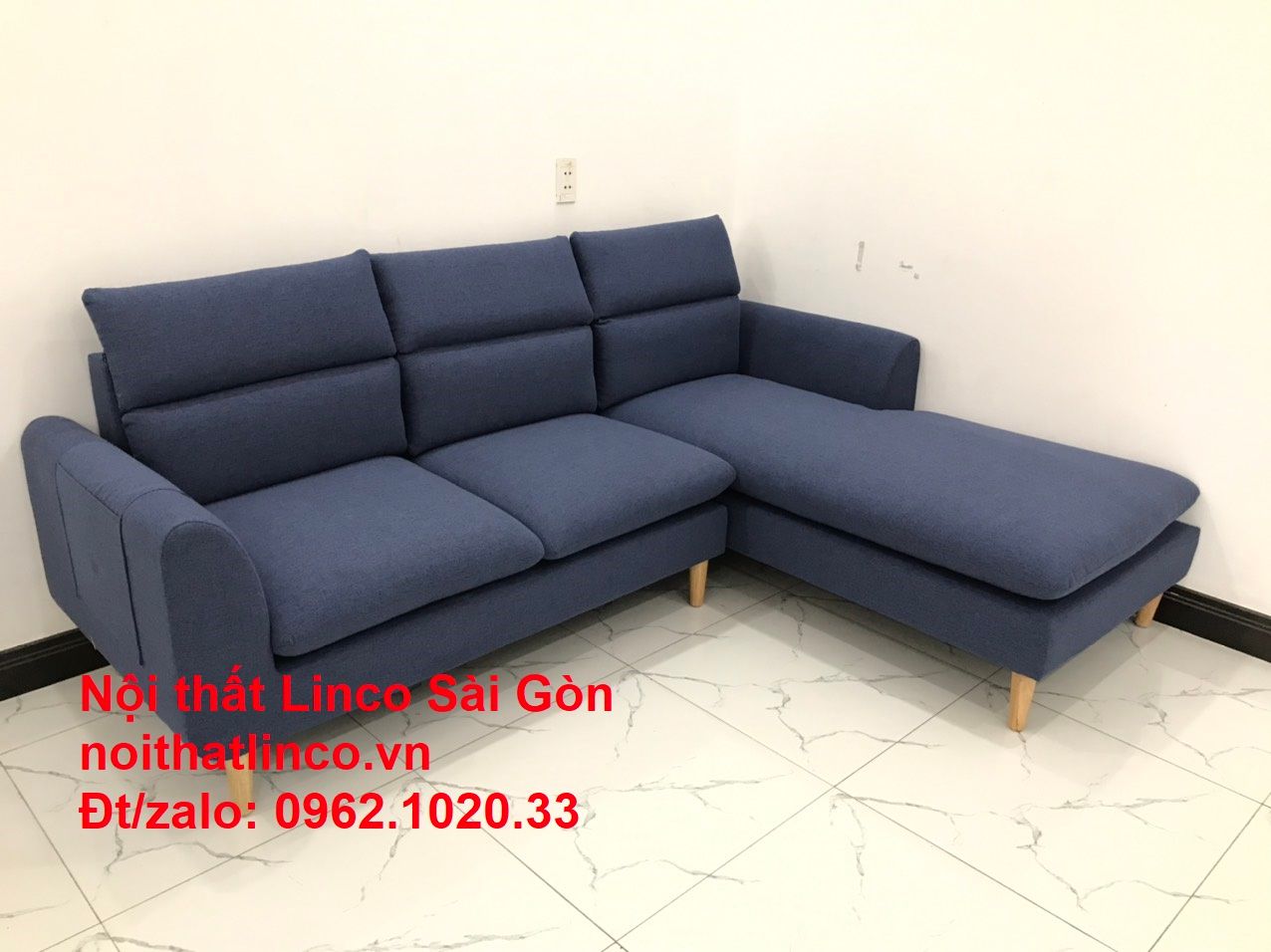 Bộ bàn ghế sofa góc | Sofa góc chữ L xanh đậm giá rẻ đẹp phòng khách | Nội thất Linco Tphcm