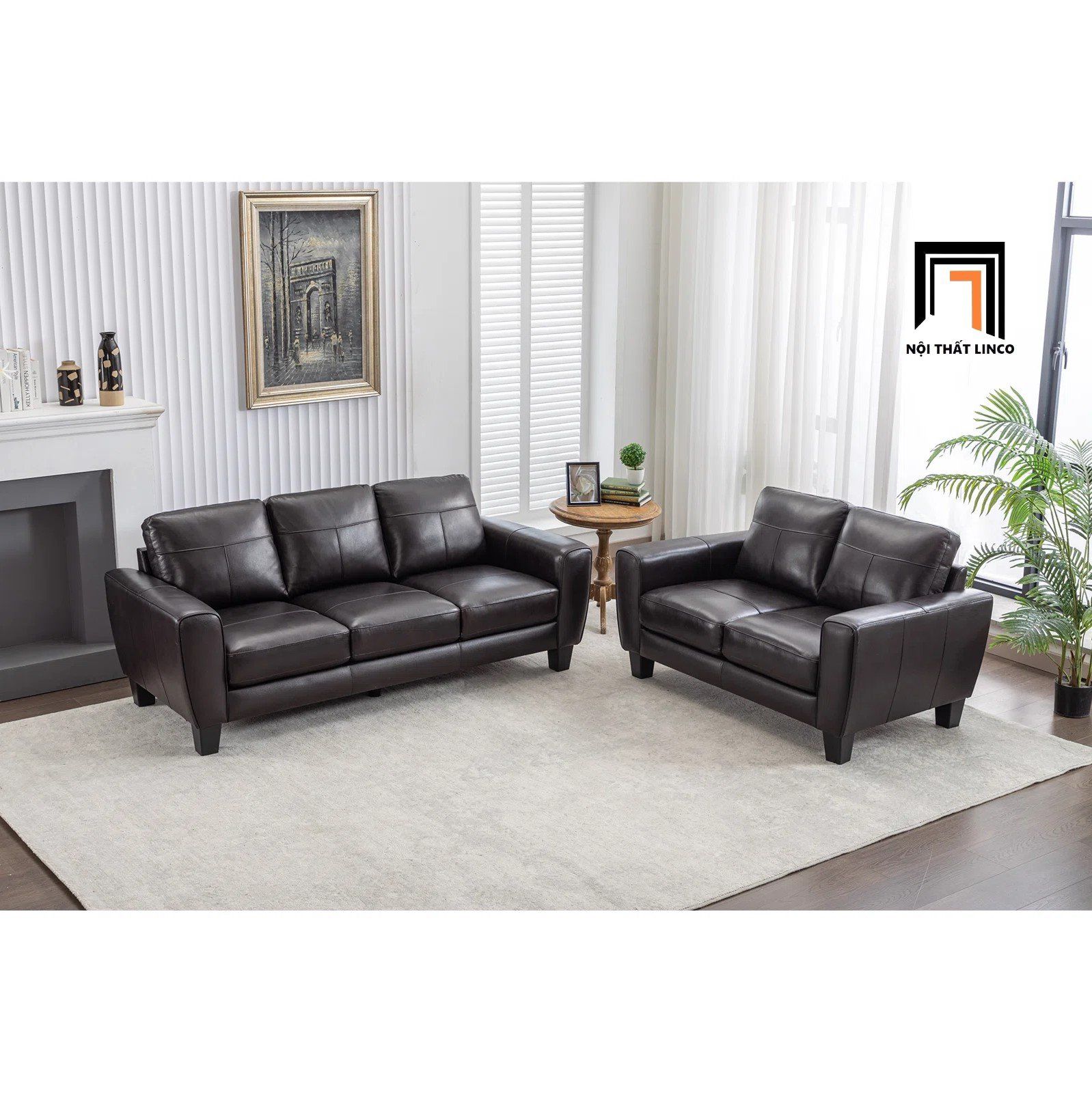 Bộ ghế sofa văn phòng tiếp khách KT143 Namara da Pu bóng đen
