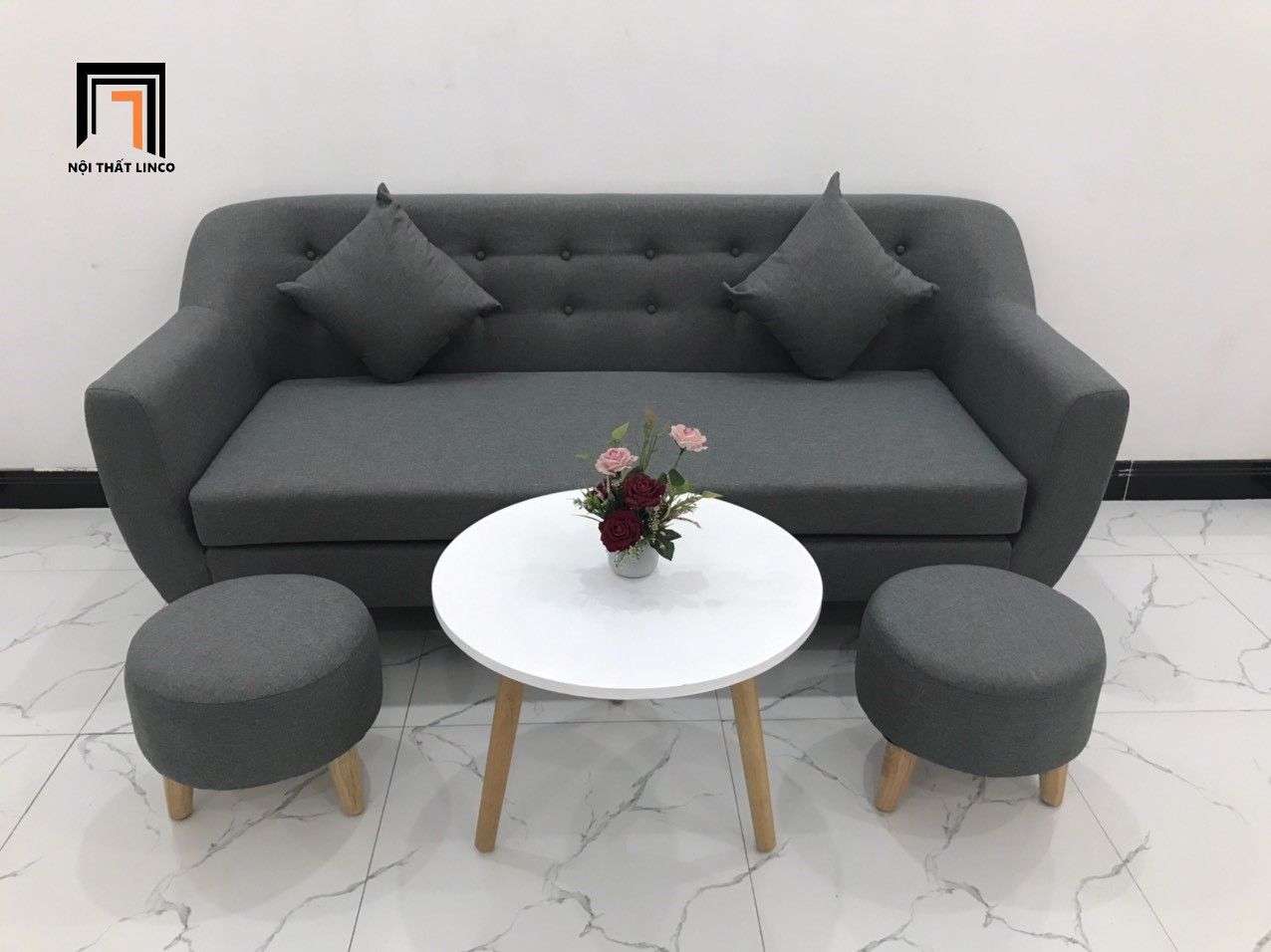 Bộ bàn ghế sofa băng dài 1m9 BGN màu xám đen giá rẻ