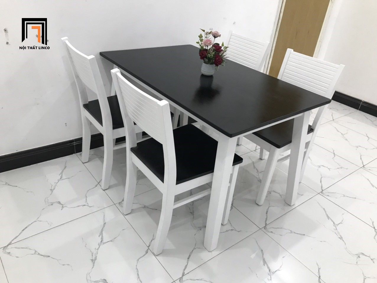 Bộ bàn ăn 4 ghế gỗ 4-KH4-G7-B108-dentrang sang trọng
