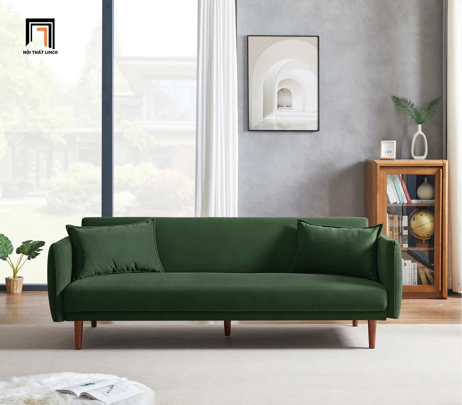 Ghế sofa giường xinh xắn 1m9 GB45 Cancio vải nhung nỉ