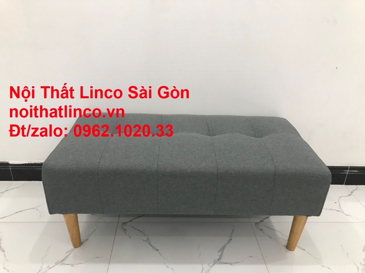 Ghế đôn sofa chữ nhật xám đen dài 1m giá rẻ | Nội thất Linco Sài Gòn