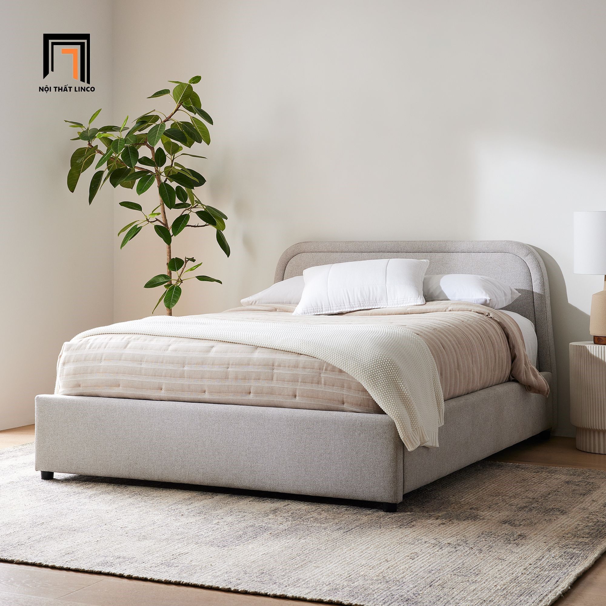 Giường ngủ bọc vải nỉ GN54 Camilla cho phòng ngủ xinh xắn