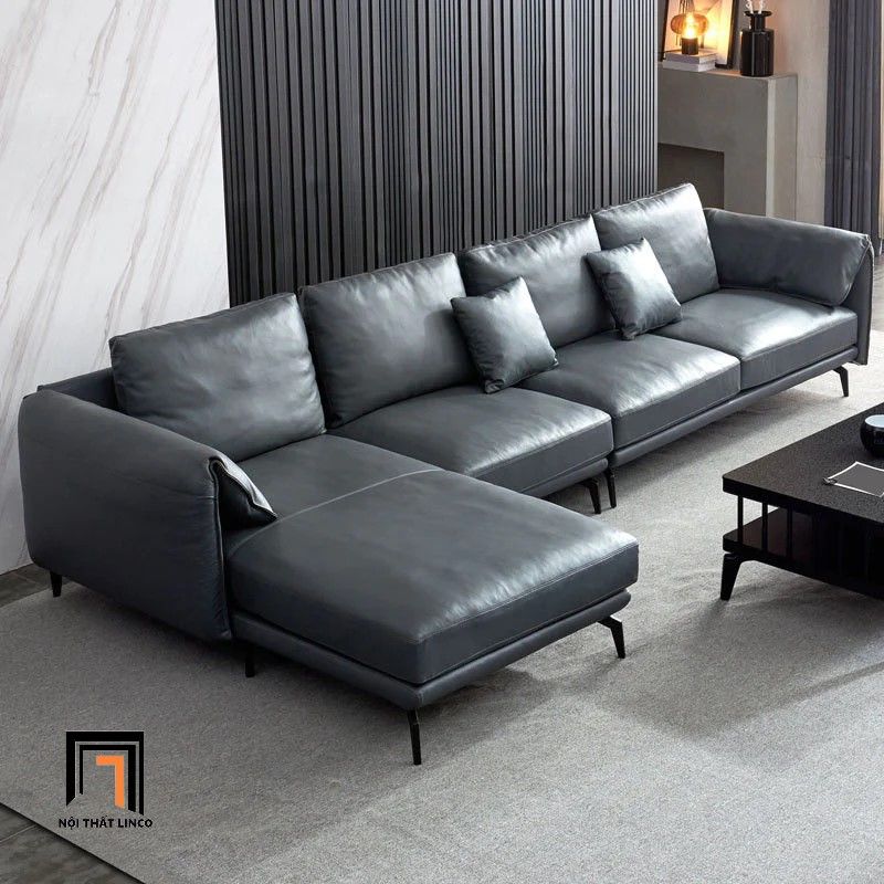 Ghế sofa băng da giả Pu BT241 Santafe dài 3m màu xám đậm