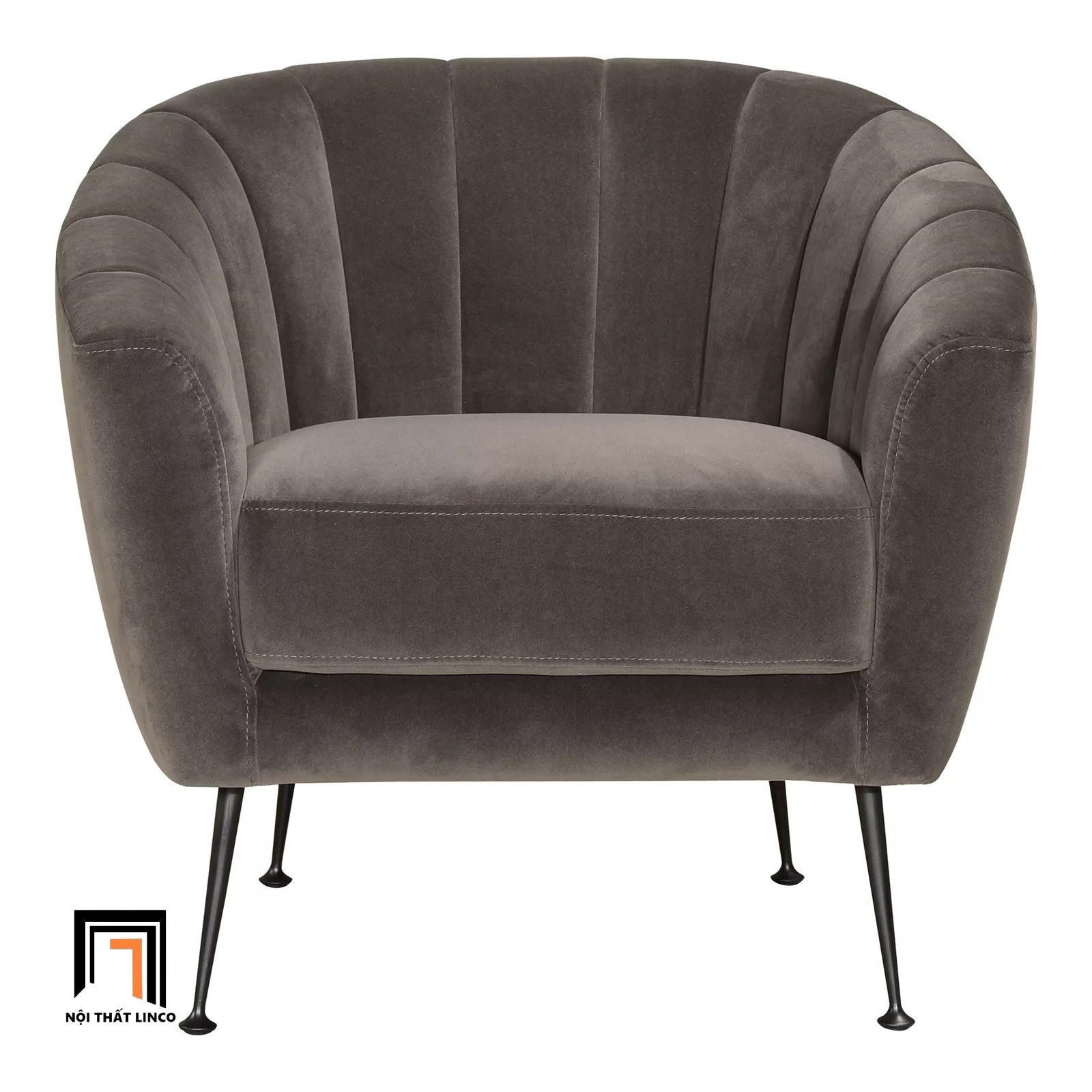 Ghế sofa đơn nhỏ gọn DT34 Aretha vải nhung màu nâu