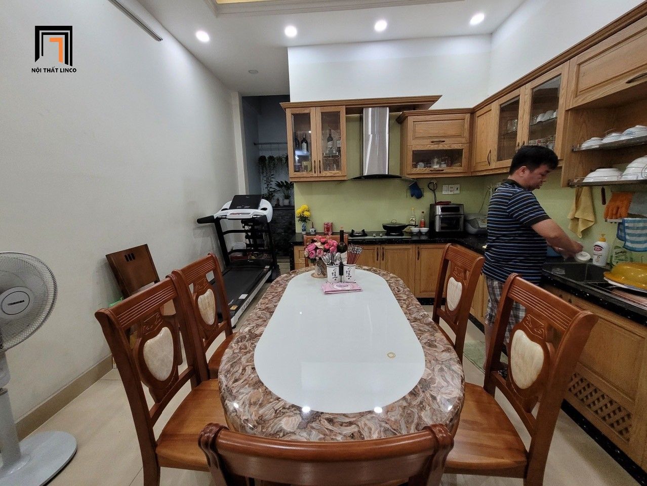Set bàn ăn 6 ghế oval cao cấp GF24-BAD6-G315-B358 mặt đá