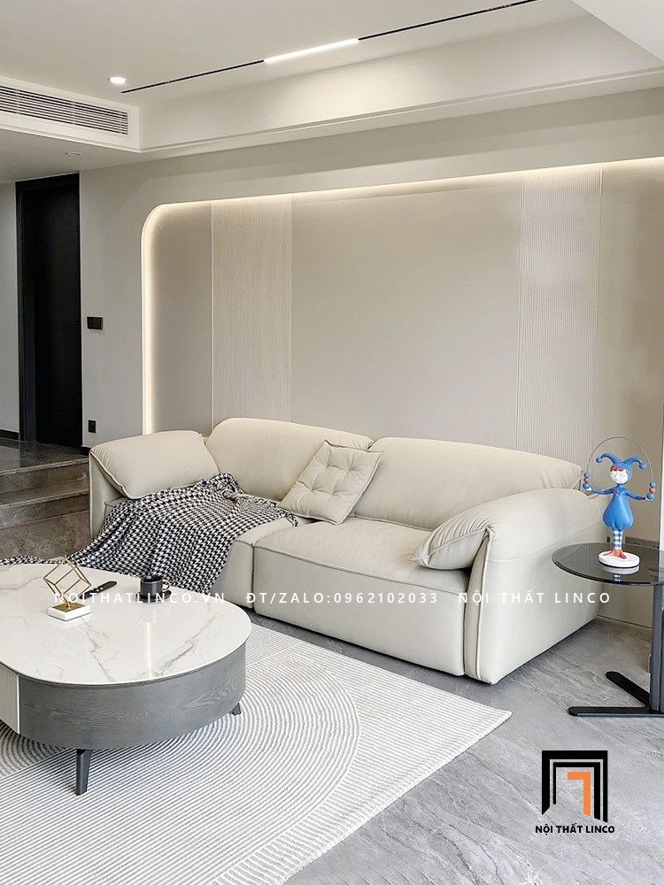 Ghế sofa băng xám trắng BT72 Dinavo cho phòng khách sang trọng