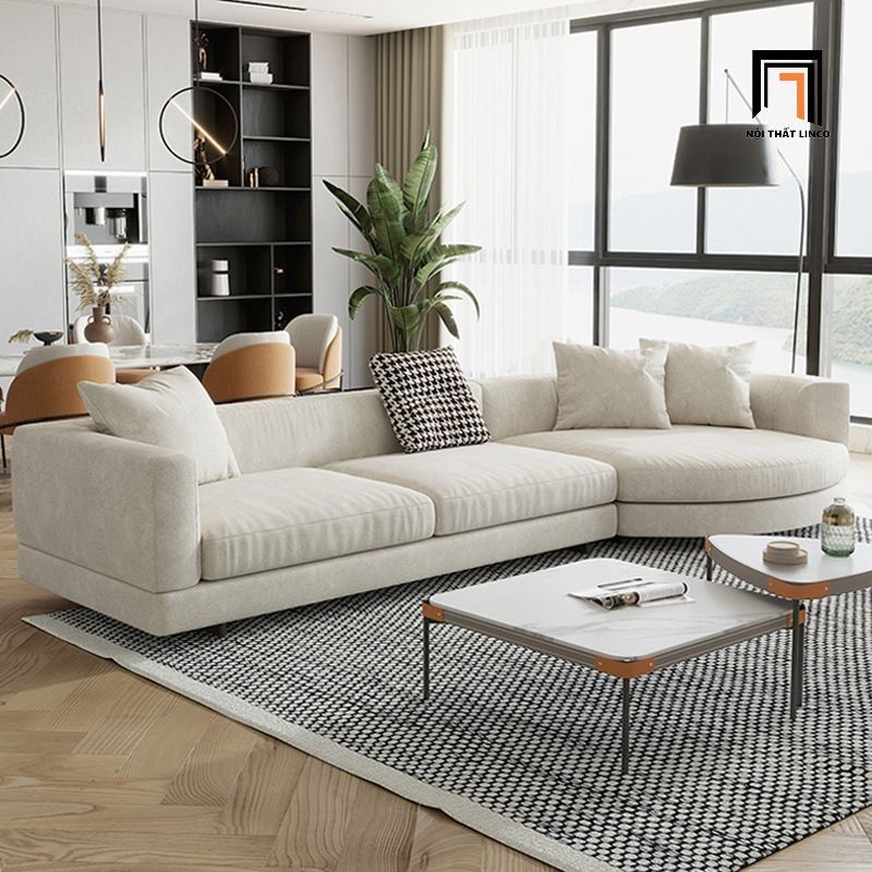 Bộ ghế sofa góc L 3m2 x 1m2 GT182 Zingo màu xám trắng hiện đại