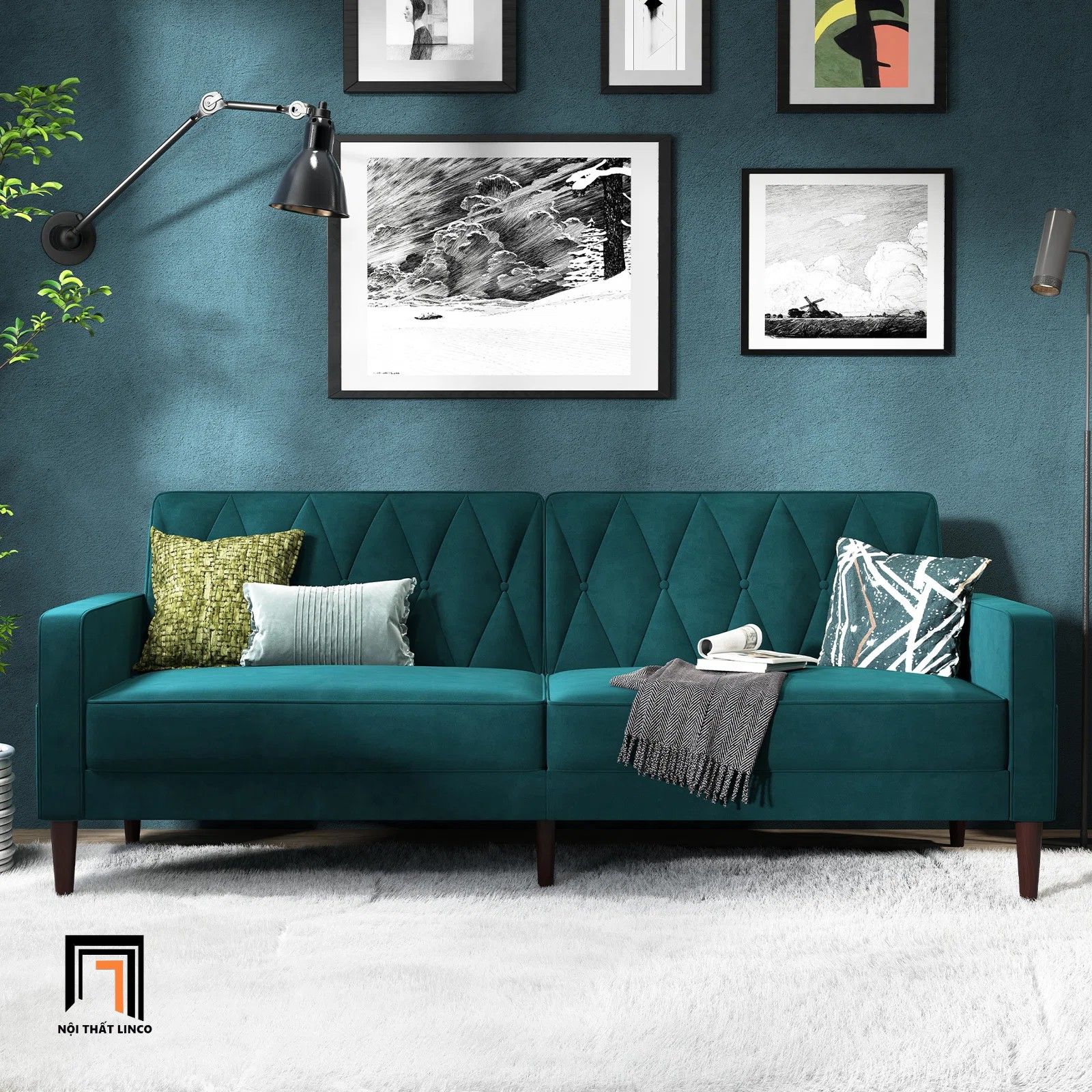 Ghế sofa thông minh bật giường nằm GB38 Honbay 1m9 vải nhung