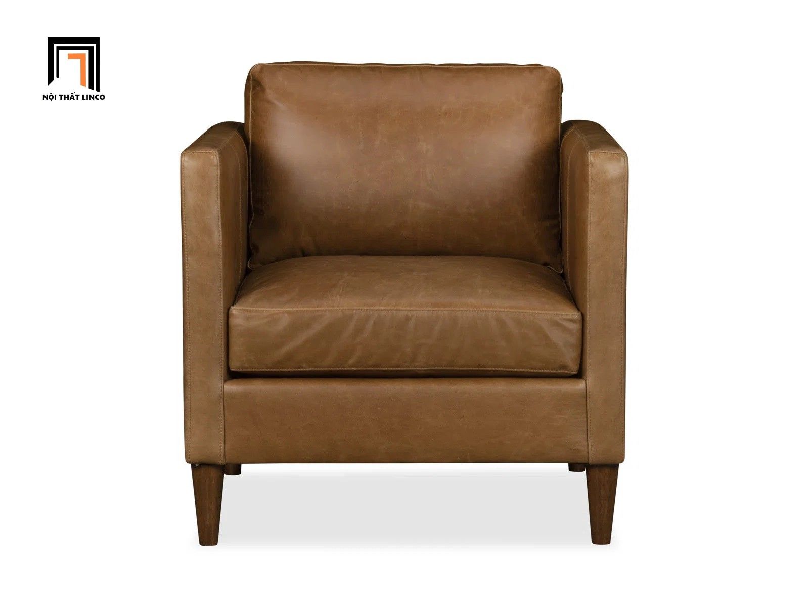 Ghế sofa đơn nhỏ bọc da DT38 Clifford nâu da bò