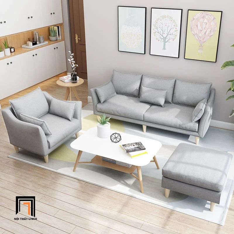 Bộ ghế sofa phòng khách vải nỉ KT110 Consenja xanh ngọc