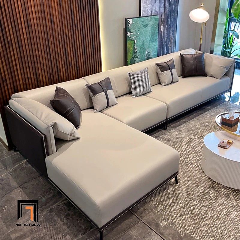 Bộ ghế sofa góc da công nghiệp GT184 Morelia 3m2 x 1m6 hiện đại