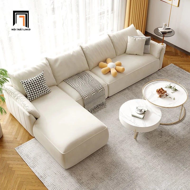 Bộ ghế sofa góc L sang trọng GT144 Bowee 2m9 x 1m6 vải cotton mềm