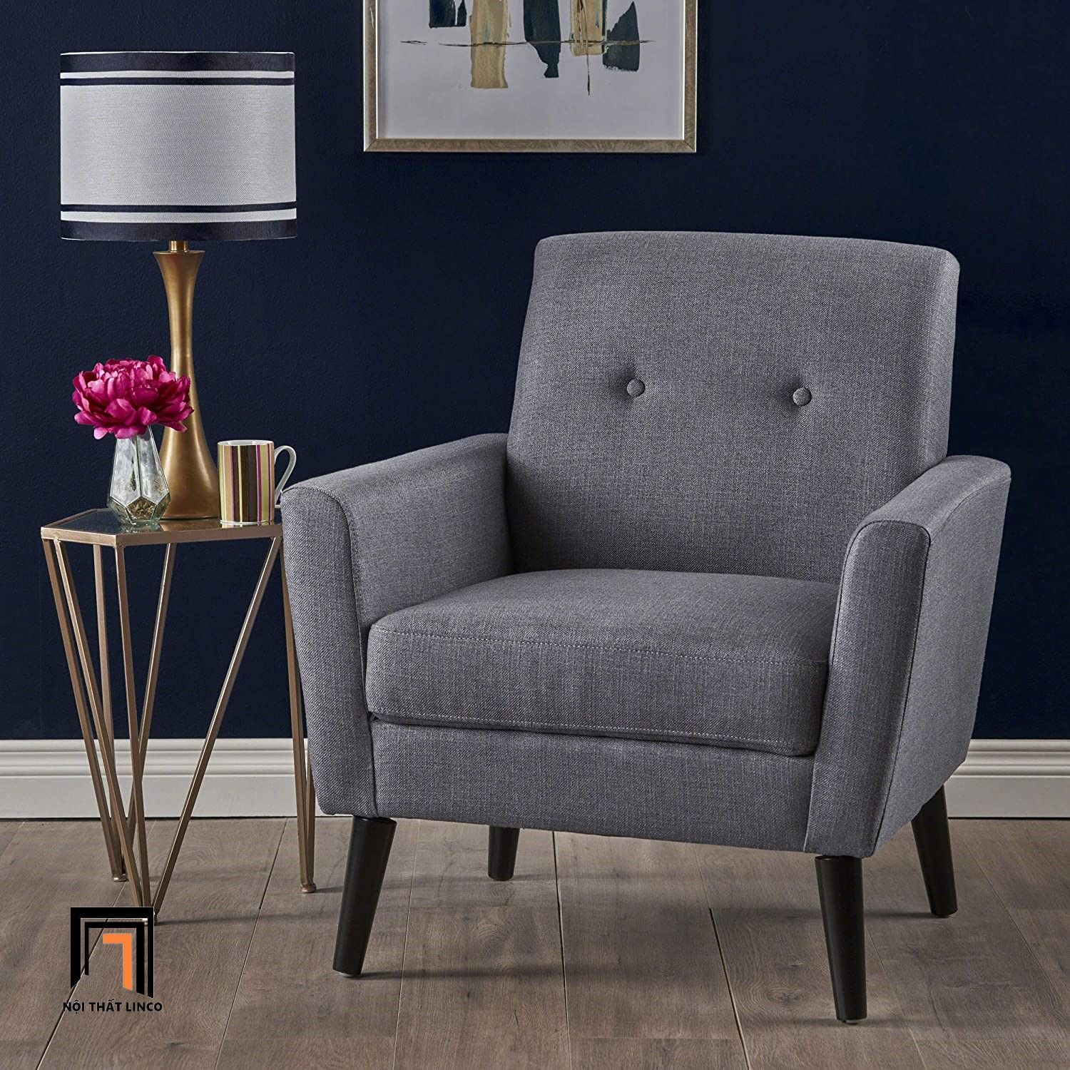 Ghế sofa đơn nhỏ xinh DT28 Hamton màu xám đen