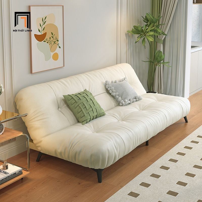 Ghế sofa giường nằm thông minh 1m8 GB109 Pocao da giả trắng